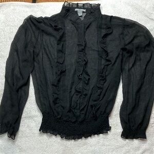 Isabella Rodriguez Black Ruffled Blouse